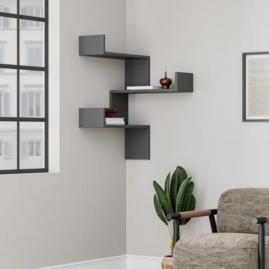 Luci 3 Piece Corner Wall Mounted Floating Shelf Modern Space-Saving Design