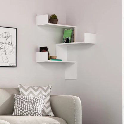 Luci 3 Piece Corner Wall Mounted Floating Shelf Modern Space-Saving Design