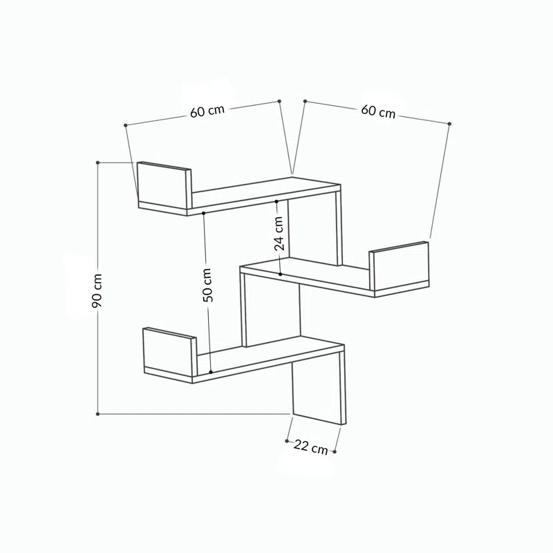 Luci 3 Piece Corner Wall Mounted Floating Shelf Modern Space-Saving Design