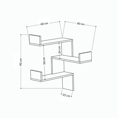 Luci 3 Piece Corner Wall Mounted Floating Shelf Modern Space-Saving Design