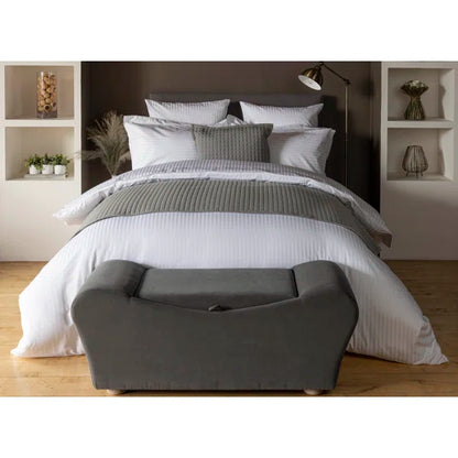 Plain Dye 540 TC Egyptian-Quality Cotton Satin Striped Duvet Cover Set with Pillowcases